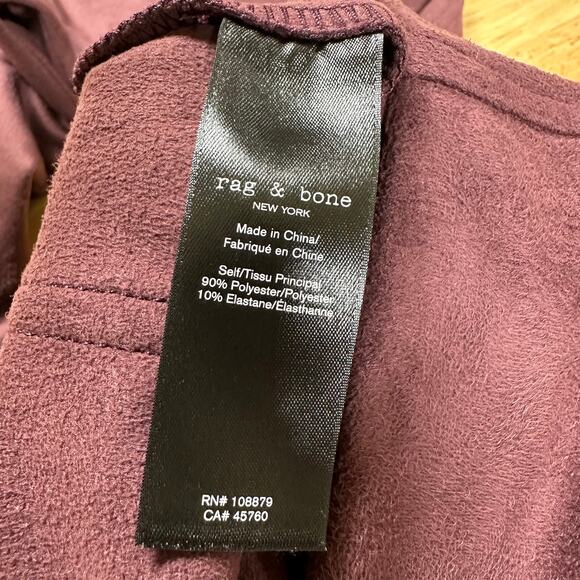 Rag & Bone NWT Embroidered Faux Suede Slim Leg Pants Burgundy Size XS Pull-On - Picture 8 of 13